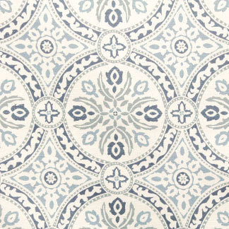 Laid Back Powder by Carole Designer Fabric Water Works 100% COTTON SPAIN Passes 100,000 Double Rubs Wyzenbeek Horizontal: 6 3/4" and Vertical: 6 3/4"V 54" - Swanky Fabrics -