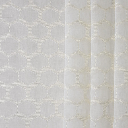 Evident Love Cream by Carole Designer Fabric Sheer Philosophy 100% Polyester Turkey 15" V, 19 1/4" H 118" - Swanky Fabrics -