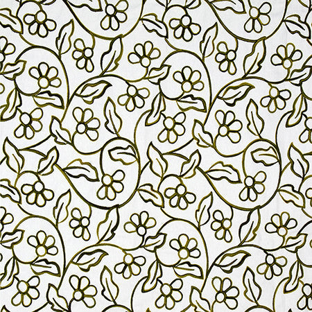 Ainsley Way Ivy by Carole Designer Fabric English Garden Base: 100% Cotton Embr: 100% Acrylic 2,000 Martindale Circular Rubs 15" V, 13 1/4" H 53*" - Swanky Fabrics -
