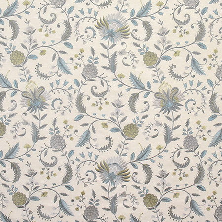 Dare Me Spa by Carole Designer Fabric Wallflower Base:76% Polyester, 24% Cotton. Embr: 100% Viscose INDIA Base:51,000 Wyzenbeek Double Rubs. Embroidery: 10,000 Wyzenbeek Double Rubs 19 3/8" V, 17" H 52" - Swanky Fabrics -