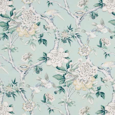 Bird Sanctuary Julep by Carole Designer Fabric Pink Jade 100% Cotton- SSR Peru 25,000 Wyzenbeek Double Rubs Horizontal: 13 1/2" D and Vertical: 25 1/4" V 54" - Swanky Fabrics -