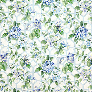 Carole Fabric Bird Trellis Serene Sky