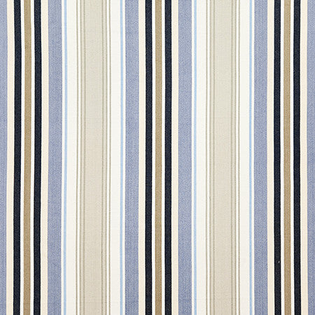 Beachside Stripe Lake by Carole Designer Fabric Dewdrop 100% Cotton India 13 1/2" H 54" - Swanky Fabrics -