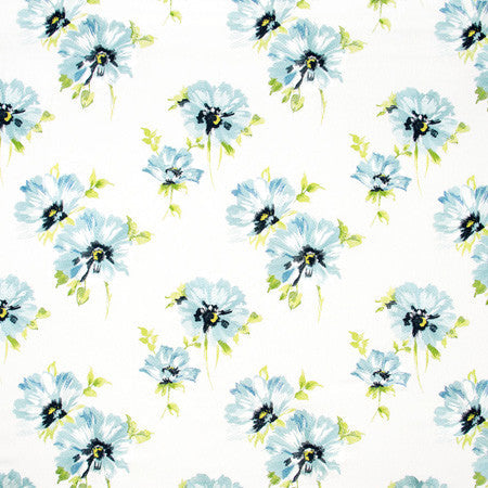 Summer Bloom Aqua by Carole Designer Fabric Blue Forest 100% Cotton India N/A 15 3/8" V, 17 1/8" H 5075" - Swanky Fabrics -