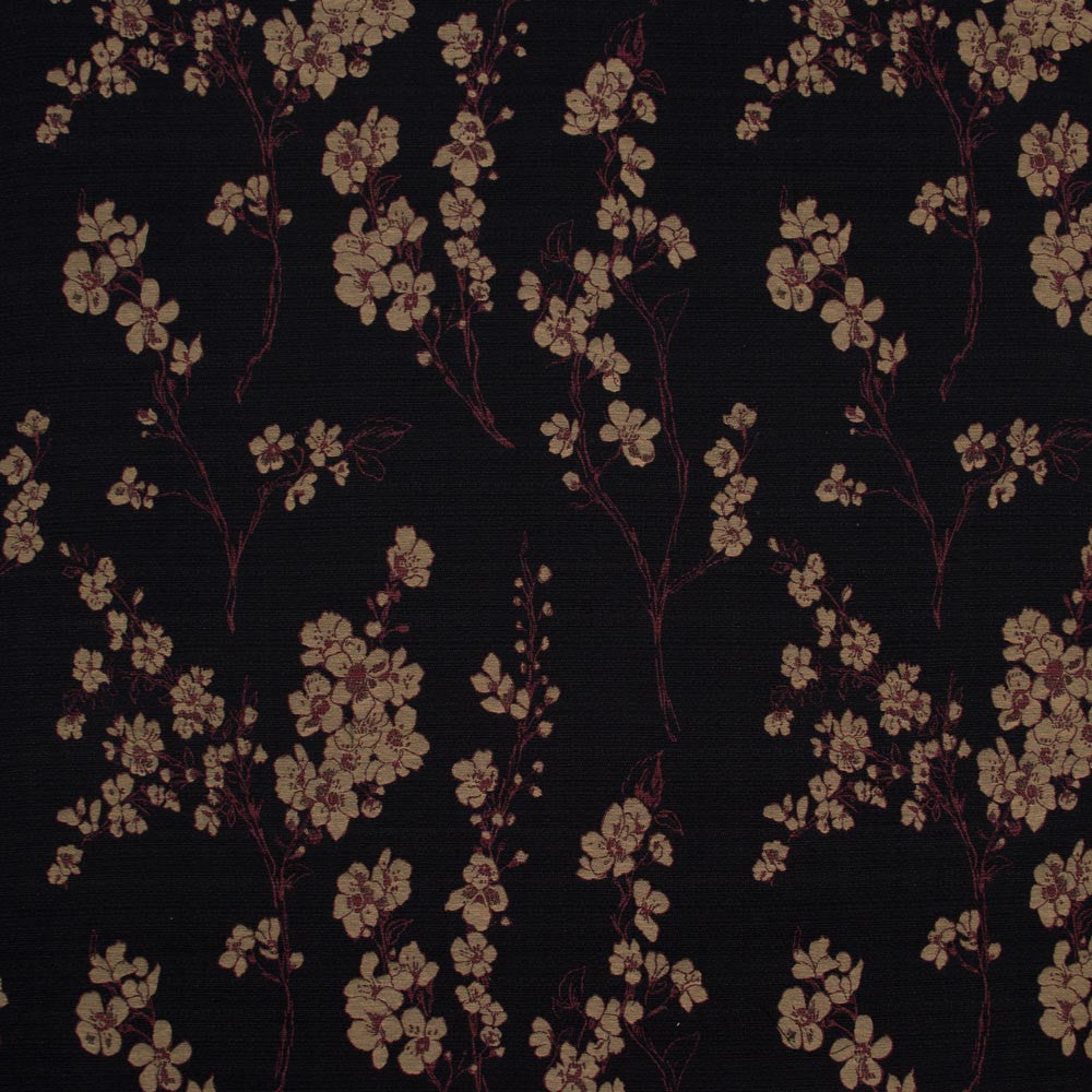 Partly Sunny Autumn by Carole Designer Fabric Onyx & Ivory 53% Polyester, 47% Cotton-Acrylic Backing China Passes 120,000 Double Rubs Wyzenbeek Horizontal: 27 and Vertical: 2825 55 - Swanky Fabrics -