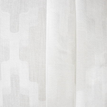 On Behalf White by Carole Designer Fabric Sheer Luxury 100% Polyester TURKEY 15 1/4" V, 6" H 118" - Swanky Fabrics -