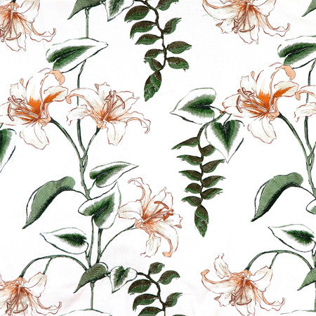<p>Lily Garden Sunny by Carole Designer Fabric</p><p><strong>Required Minimum Quantity Purchase: 2 yards</strong></p><p>Book: Forget Me Knot</p><p>Content: Base: 100% Cotton Embr: 85.8% Cotton, 14.2% Rayon</p><p>Origin: </p><p>Performance: N/A</p><p>Repeat: 30" V, 25" H</p><p>Width: 50 1/2*"</p>