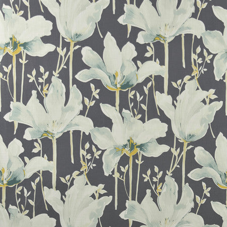 Lotus Blooms Navy by Carole Designer Fabric Muse 100% Cotton India 24" V, 27" H 54" - Swanky Fabrics -