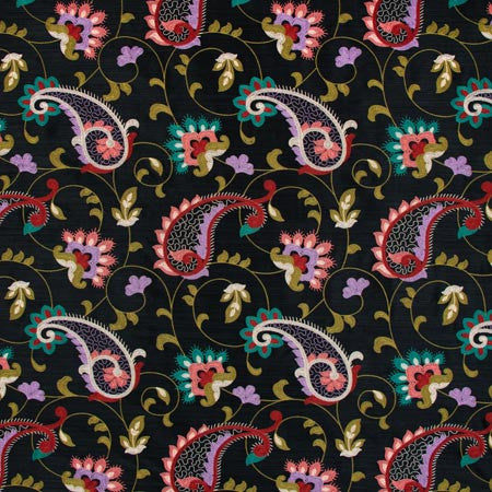 Garden Blooms Multi by Carole Designer Fabric ONYX & IVORY 100% Polyester India N/A </p><p>Repeat: 18" V, 17" H 51" - Swanky Fabrics -
