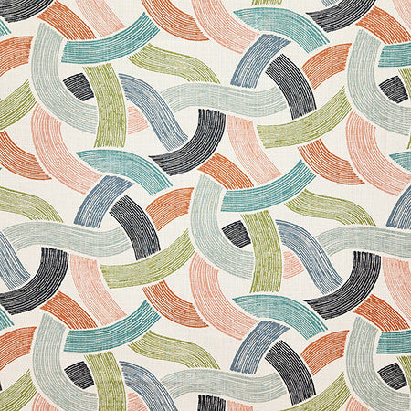 Through The Bends Coral by Carole Designer Fabric Evergreen 100% Cotton-SSR Pakistan 25 1/4" V, 13 1/2" H HD 54" - Swanky Fabrics -