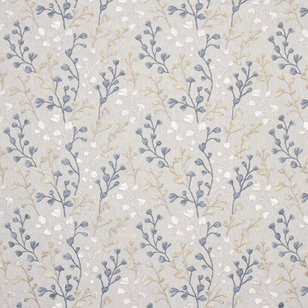 Promise You Aegean by Carole Designer Fabric Wallflower Base: 72% Poly, 28% Cotton. Embr 100% Poly INDIA 30,000 Wyzenbeek Double Rubs 9 1/4" V, 13 1/2" H 53.5" - Swanky Fabrics -