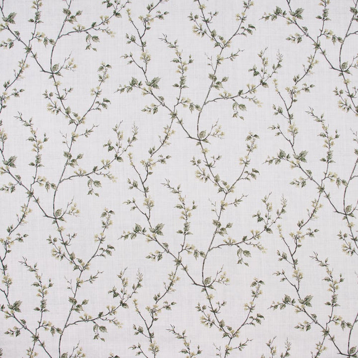 Budding Vine Moonlight by Carole Designer Fabric Onyx & Ivory 90% Cotton, 10% Linen Pakistan Passes 15,000 Double Rubs Wyzenbeek Horizontal: 18 and Vertical: 18 58 - Swanky Fabrics -