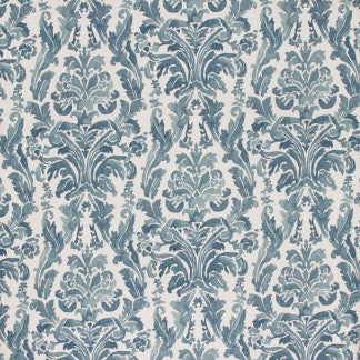 Heir Apparent Blue Ridge by Carole Designer Fabric French Navy 85% Cotton, 15% Linen Printed In USA Passes 24,000 Double Rubs Wyzenbeek Horizontal: 13 1/2" D and Vertical: 25 1/4" 54" - Swanky Fabrics -