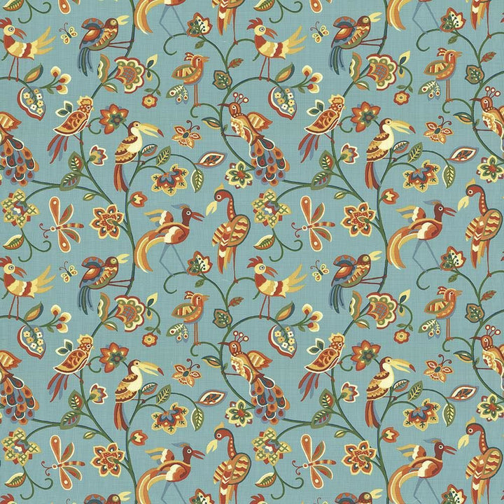 Fine Feathered Aqua by Kasmir Designer Fabric 1436 100% Cotton INDONESIA 15,000 Wyzenbeek Double Rubs Horizontal: 27 inches and Vertical: 27 inches 54 - 55 - Swanky Fabrics -