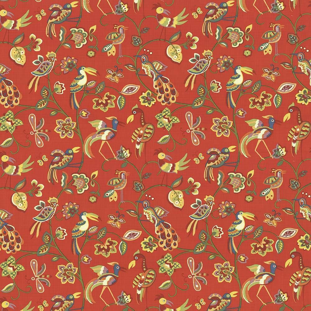 Fine Feathered Vermillion  by Kasmir Designer Fabric 1435 100% Cotton
 INDONESIA 15,000 Wyzenbeek Double Rubs Horizontal: 27 inches and Vertical: 27 inches 54  - Swanky Fabrics -