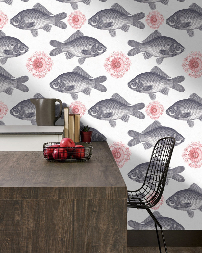 Mind The Gap Wallpaper FISH Neutral Premium Wallpaper (WP20008) | WP20008 | WALLPAPER DESIGNER COLLECTION | 3 rolls x 20.5 x 118.1 in | 0.52m / 20.5in | 3m / 118in | 4.65mp | 60cm / 23.6in | Grey, Red | Non-woven | Paste the wall | 3-rolls in a box | Fabric Carolina | https://www.fabriccarolina.com/
