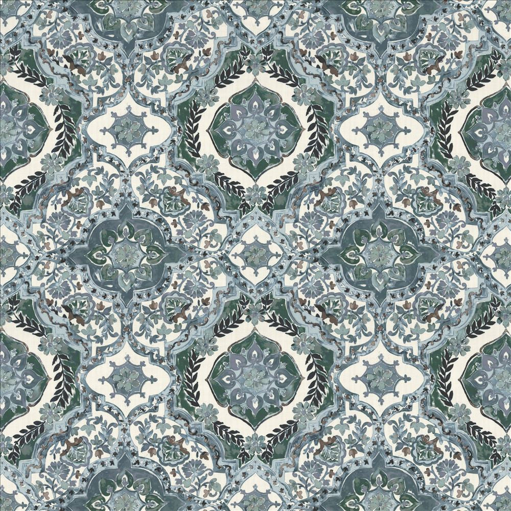 Fletcher Place Denim by Kasmir Designer Fabric 1463 100% Polyester
 CHINA 15,000 Wyzenbeek Double Rubs </p><p>Repeat: Horizontal: 26 6/8 inches and Vertical: 26 5/8 inches 55 - Swanky Fabrics -
