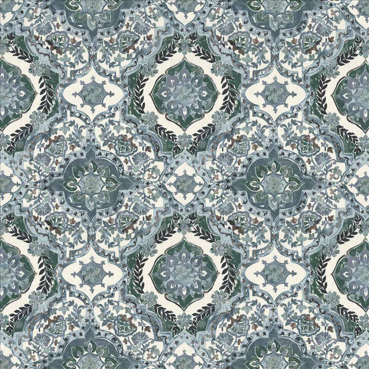 Fletcher Place Denim by Kasmir Designer Fabric 1463 100% Polyester
 CHINA 15,000 Wyzenbeek Double Rubs </p><p>Repeat: Horizontal: 26 6/8 inches and Vertical: 26 5/8 inches 55 - Swanky Fabrics -