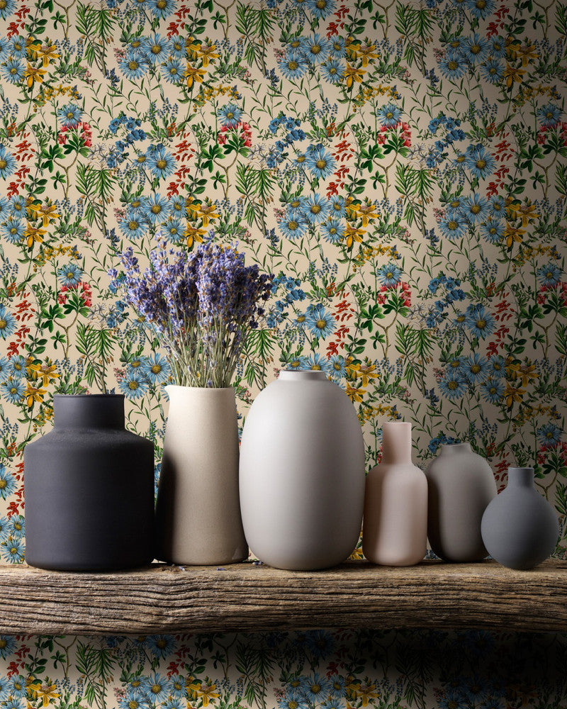 Mind The Gap Wallpaper SUMMERISH Taupe Wallpaper (WP20308) | WP20308 | THE WALLPAPER COLLECTABLES | 3 rolls x 20.5 x 118.1 in | 0.52m / 20.5in | 3m / 118in | 4.65mp | 52cm / 20.5in | Blue, Green, Taupe, Yellow | Textured Matte | Paste the wall | 3-rolls in a box | Fabric Carolina | https://www.fabriccarolina.com/