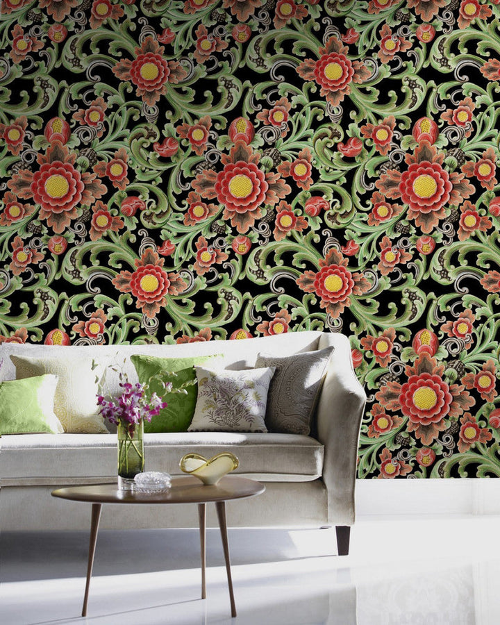 Floral Painting by Mind the Gap Designer Wallpaper PREMIUM DESIGNER WALLPAPER COLLECTION Non-woven Made in Europe Paste the wall 3 rolls x 20.5 x 3.25 yards - Swanky Fabrics -
