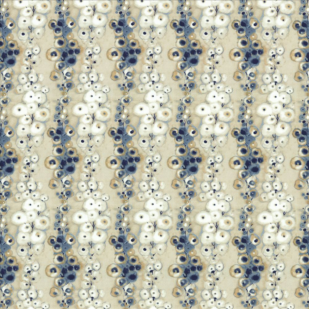 Flowerdale Blue by Kasmir Designer Fabric See sample 100% Cotton
 INDIA 5,000 Wyzenbeek Double Rubs </p><p>Repeat: Horizontal: 6 6/8 inches and Vertical: 12 4/8 inches 54 - Swanky Fabrics -