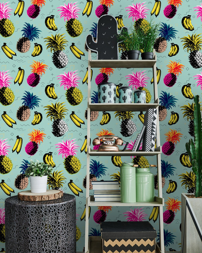 Flying Objects Blue Wallpaper by Mind the Gap Designer Wallpaper THE WALLPAPER COLLECTABLES Satin Matte Made in Europe Paste the wall 3 rolls x 20.5 x 3.25 yards - Swanky Fabrics -