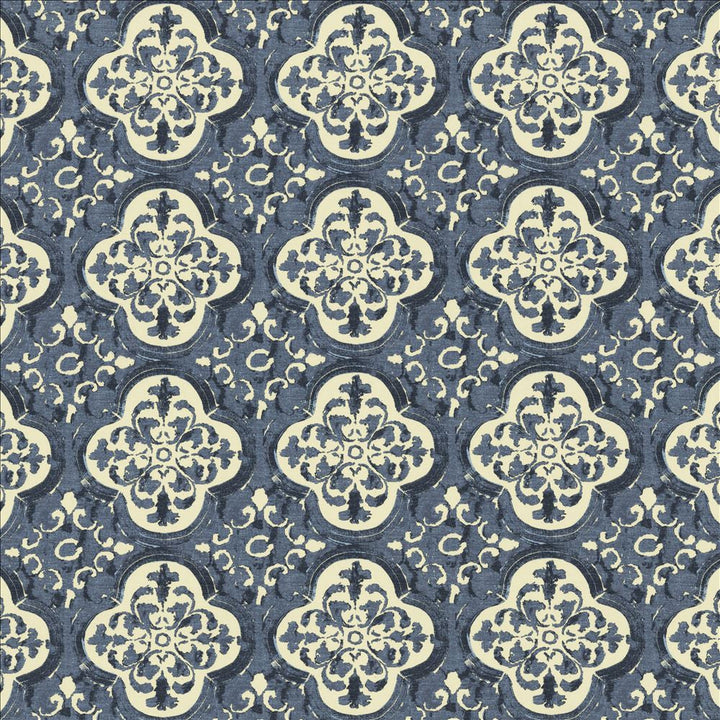 Foil Indigo by Kasmir Designer Fabric 5154 55% Linen
45% Cotton
 CHINA </p><p>Repeat: Horizontal: 9 inches and Vertical: 9 inches 54 - Swanky Fabrics -
