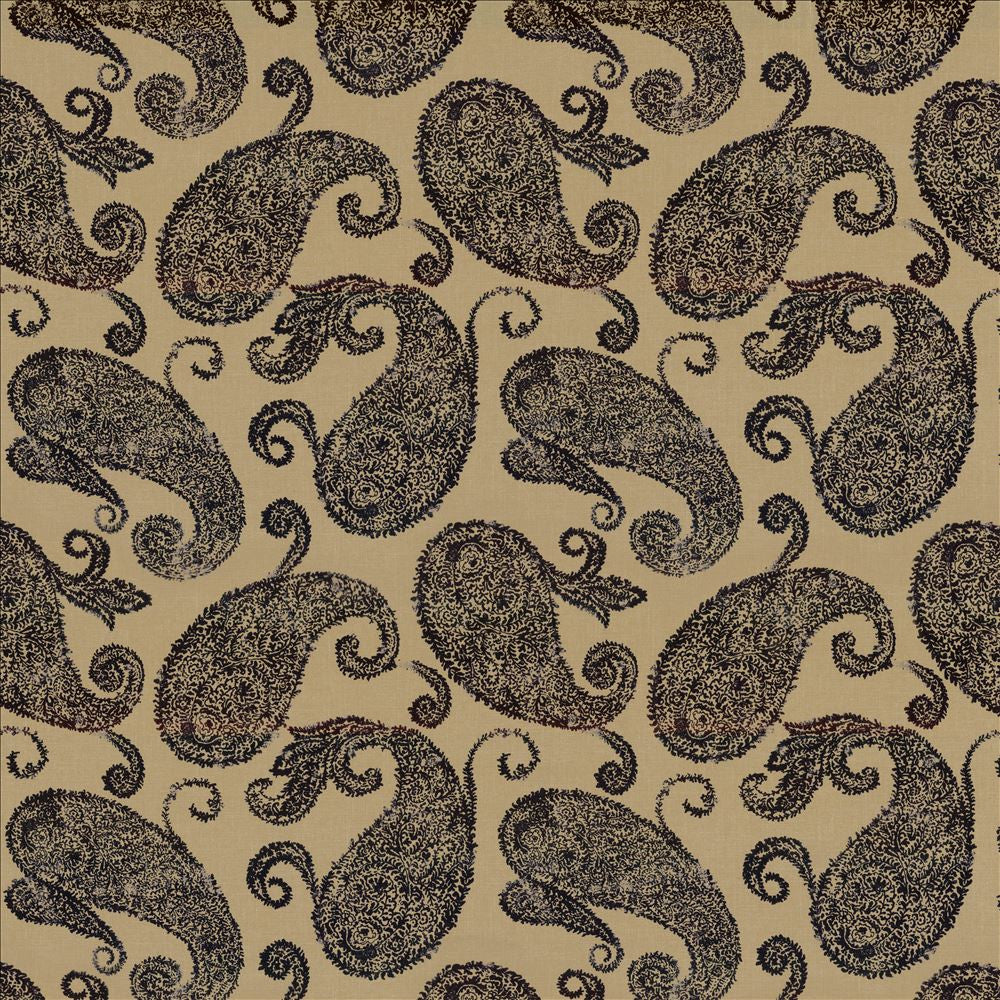 Frascati Paisley Black by Kasmir Designer Fabric 5105 55% Linen
45% Viscose
 CHINA 12,000 Wyzenbeek Double Rubs </p><p>Repeat: Horizontal: 26 2/8 inches and Vertical: 25 inches 54 - Swanky Fabrics -