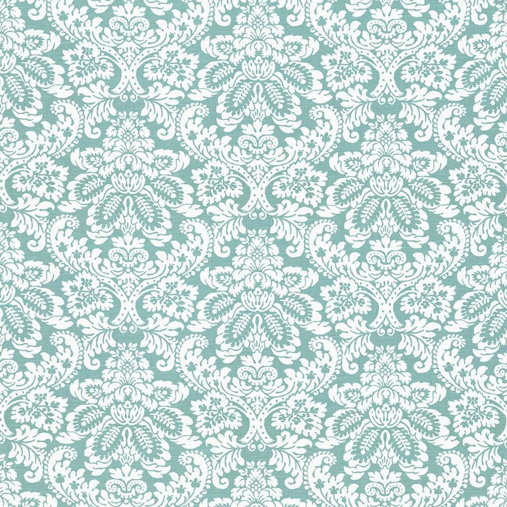 Gavroche Turquoise by Kasmir Designer Fabric 5065 100% Cotton USA 15,000 Wyzenbeek Double Rubs Horizontal: 27 inches and Vertical: 25 2/8 inches 54 - Swanky Fabrics -