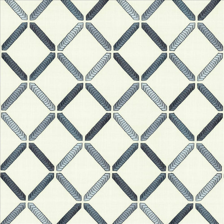 Geo Ribbon Marine by Kasmir Designer Fabric 5156 73% Cotton
27% Polyester
 INDIA 30,000 Wyzenbeek Double Rubs </p><p>Repeat: Horizontal: 9 inches and Vertical: 9 3/8 inches 54 - Swanky Fabrics -