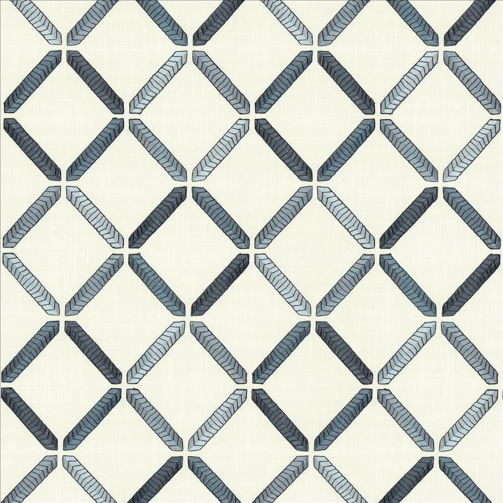 Geo Ribbon Marine by Kasmir Designer Fabric 5156 73% Cotton
27% Polyester
 INDIA </p><p>Repeat: Horizontal: 9 inches and Vertical: 9 3/8 inches 54 - Swanky Fabrics -