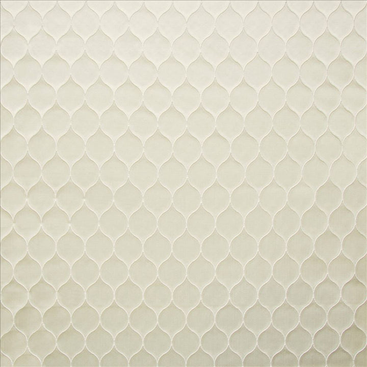 Glensheen White by Kasmir Designer Fabric 5147 100% Polyester INDIA Not Tested Horizontal: 1 1/8 inches and Vertical: 2 inches 54 - Swanky Fabrics -