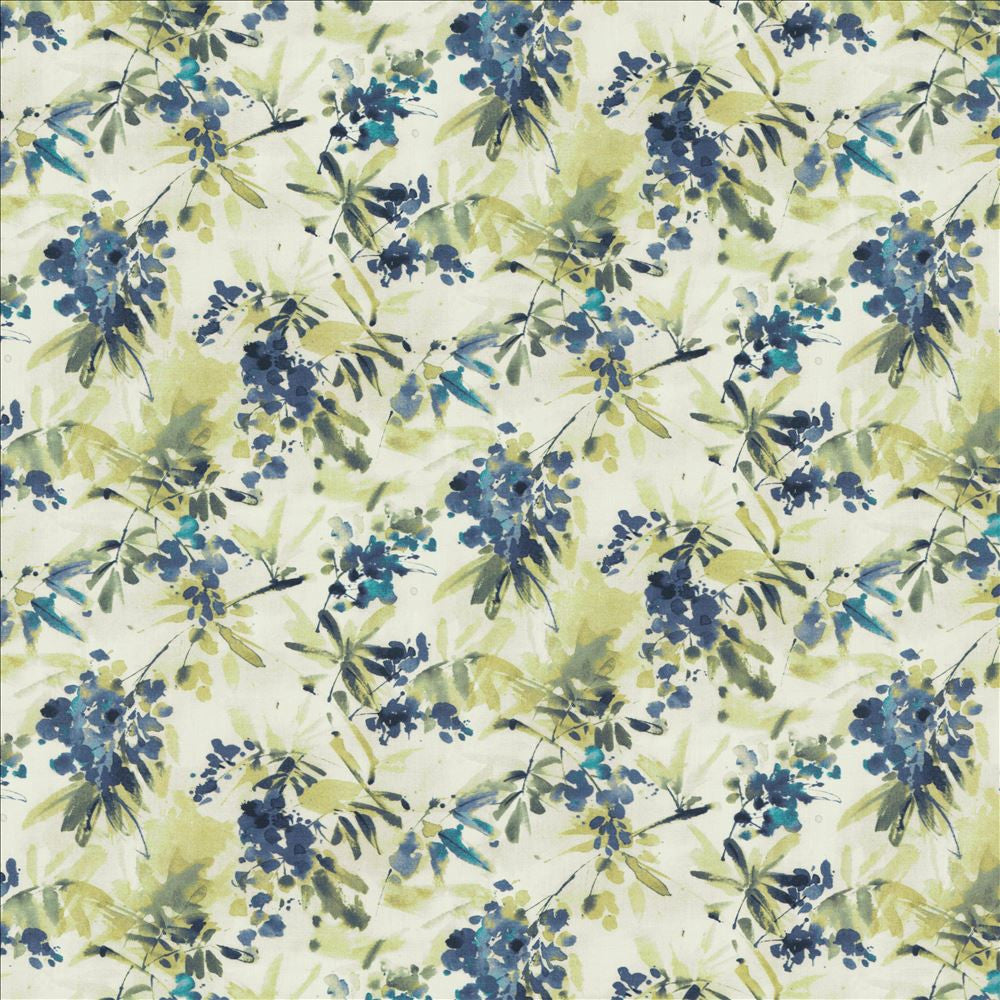 Graceful Bloom Blue by Kasmir Designer Fabric See sample 100% Cotton
 INDIA 9,000 Wyzenbeek Double Rubs </p><p>Repeat: Horizontal: 27 inches and Vertical: 16 inches 54 - Swanky Fabrics -