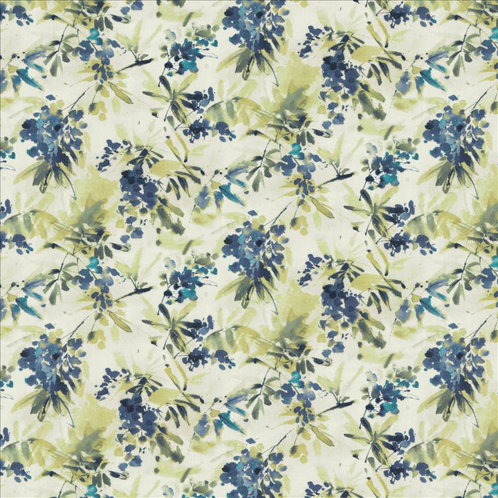 Graceful Bloom Blue  by Kasmir Designer Fabric 1453 100% Cotton
 INDIA 9,000 Wyzenbeek Double Rubs Horizontal: 27 inches and Vertical: 16 inches 54  - Swanky Fabrics -