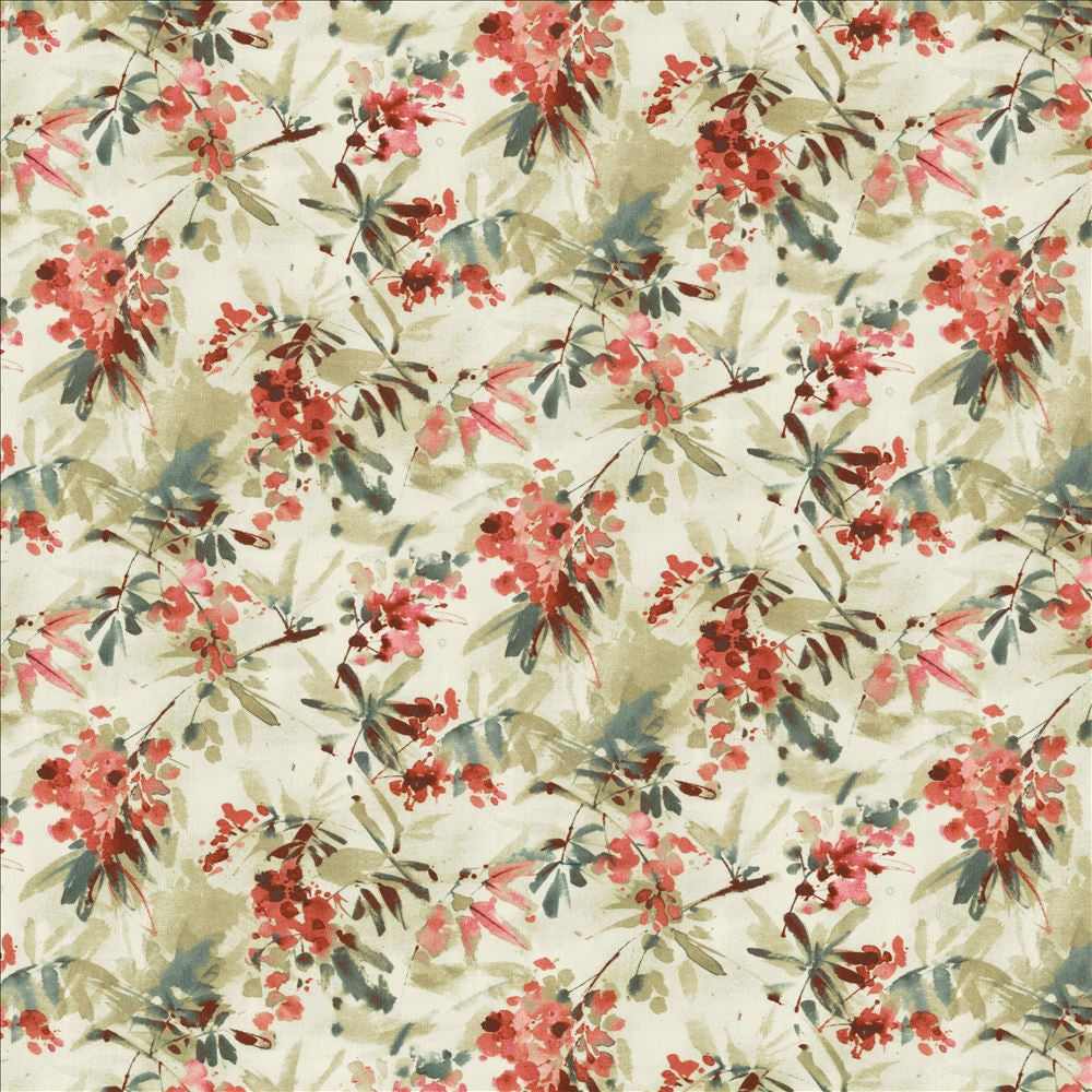Graceful Bloom Pink  by Kasmir Designer Fabric 1452 100% Cotton
 INDIA 9,000 Wyzenbeek Double Rubs Horizontal: 27 inches and Vertical: 16 inches 54  - Swanky Fabrics -