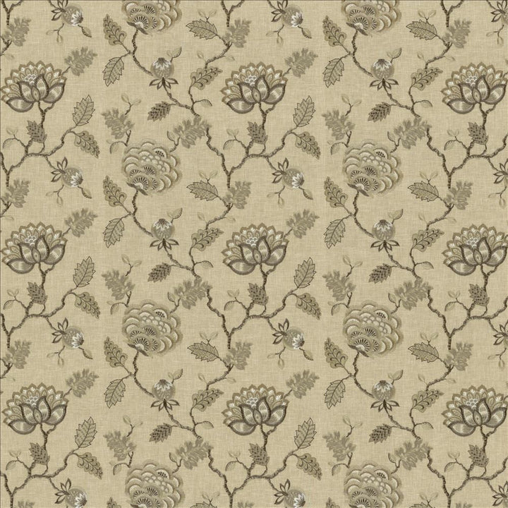 Grand Bouquet Travertine by Kasmir Designer Fabric See sample 52% Polyester
48% Cotton
 INDIA 12,000 Wyzenbeek Double Rubs </p><p>Repeat: Horizontal: 17 inches and Vertical: 12 4/8 inches 51 - Swanky Fabrics -