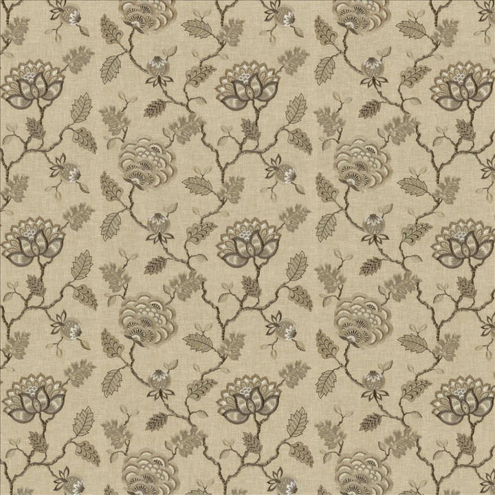 Grand Bouquet Travertine by Kasmir Designer Fabric 1462 52% Polyester
48% Cotton
 INDIA 12,000 Wyzenbeek Double Rubs </p><p>Repeat: Horizontal: 17 inches and Vertical: 12 4/8 inches 54 - Swanky Fabrics -