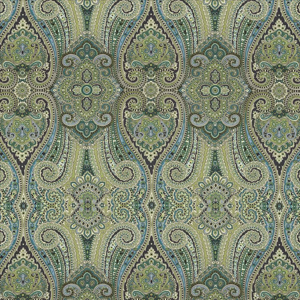 Grand Paisley Peacock by Kasmir Designer Fabric 5082 100% Cotton
 CHINA </p><p>Repeat: Horizontal: 13 4/8 inches and Vertical: 25 2/8 inches 54 - Swanky Fabrics -