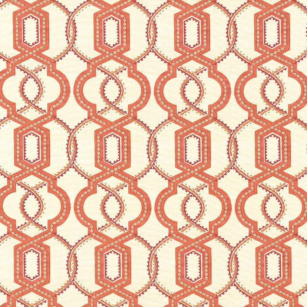 Grandover Coral by Kasmir Designer Fabric 5106 100% Cotton USA 15,000 Wyzenbeek Double Rubs Horizontal: 9 inches and Vertical: 13 4/8 inches 54 - Swanky Fabrics -