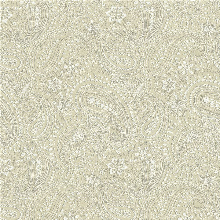 Graphic Paisley White  by Kasmir Designer Fabric 1451 90% Cotton
10% Polyester
 FRANCE 24,000 Martindale Cycles Horizontal: 17 7/8 inches and Vertical: 24 inches 61  - Swanky Fabrics -
