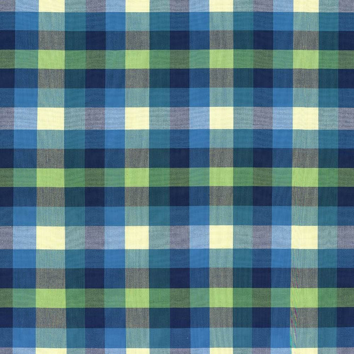 Grimaldi Check Mediterranean by Kasmir Designer Fabric 5073 100% Cotton
 INDIA </p><p>Repeat: Horizontal: 6 6/8 inches and Vertical: 13 4/8 inches 54 - Swanky Fabrics -