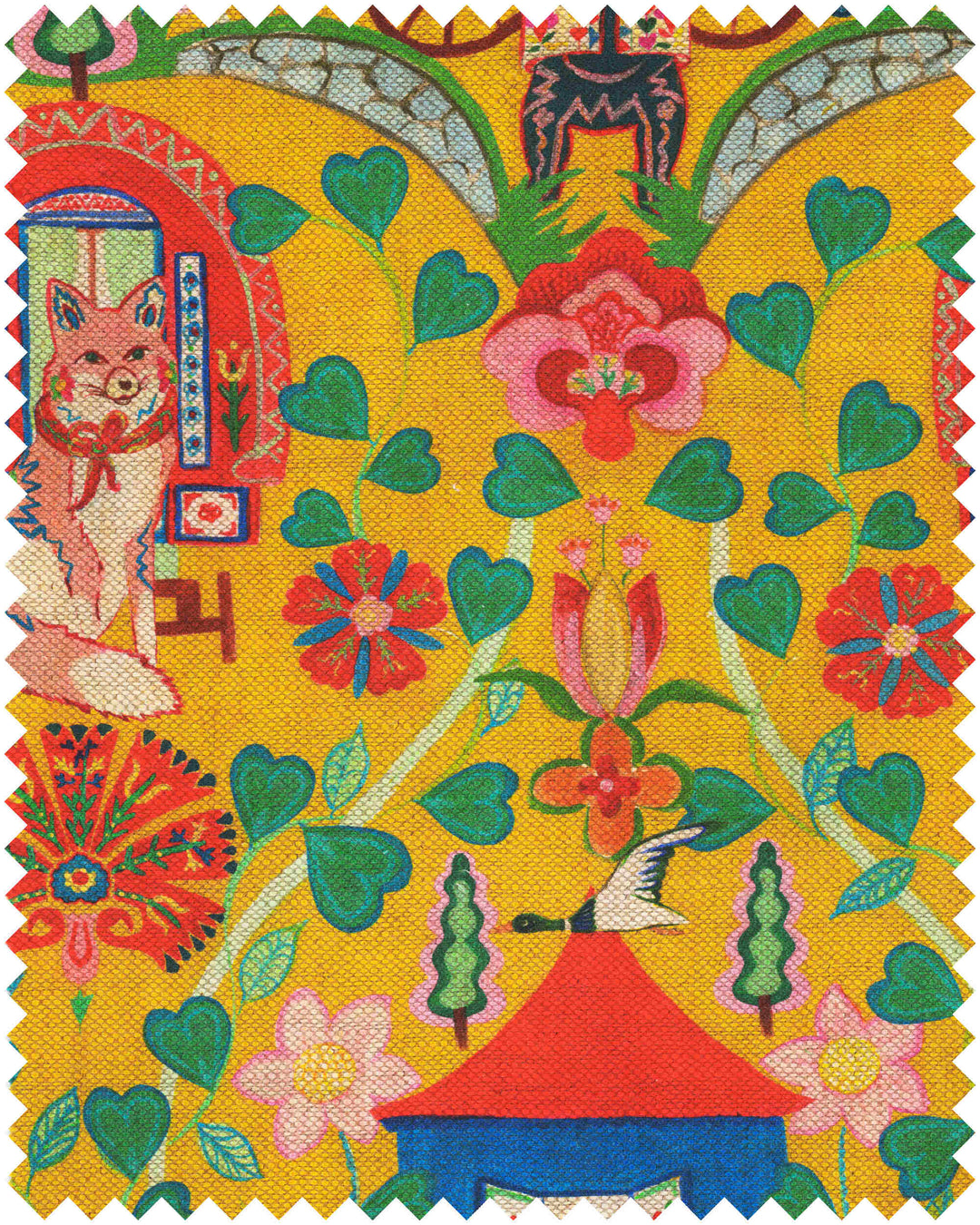GYPSY FAIRYTALE Lemon Linen (FB00181) by Mind The Gap | FB00181 | TRANSYLVANIAN RHAPSODY | Blue, Green, Yellow, Red, Soft Pink | Meter | 140(±5%)x100 | (W)34 x (L)47.5cm / (W)13.3 x (L)18.7 in | Stonewashed | 100% Linen | Fabric Carolina | https://www.fabriccarolina.com/