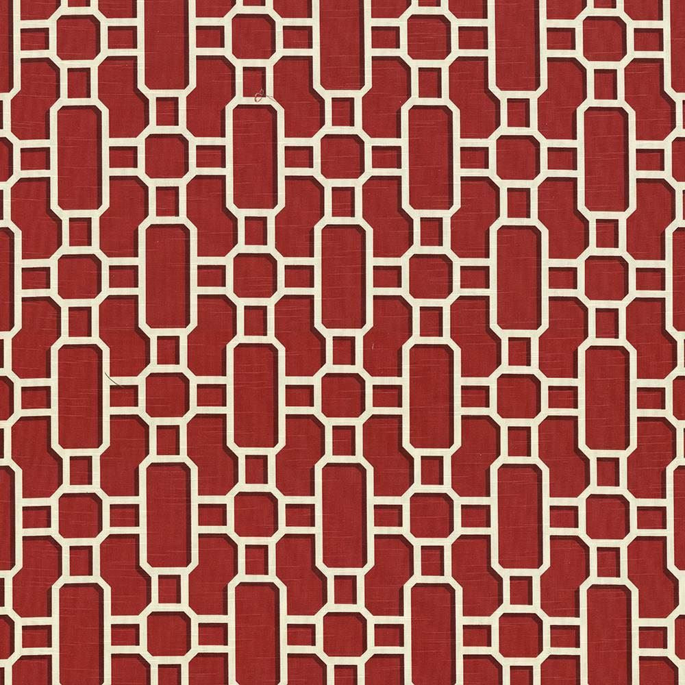 Hakkasan Fret Rouge  by Kasmir Designer Fabric 5064 100% Cotton
 USA 15,000 Wyzenbeek Double Rubs Horizontal: 9 inches and Vertical: 12 5/8 inches 54  - Swanky Fabrics -
