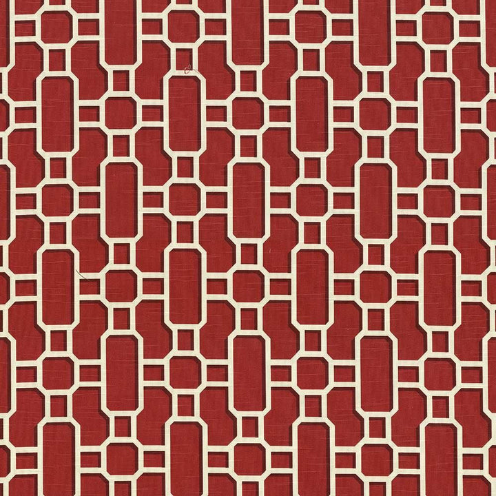 Hakkasan Fret Rouge by Kasmir Designer Fabric 5064 100% Cotton
 USA </p><p>Repeat: Horizontal: 9 inches and Vertical: 12 5/8 inches 54 - Swanky Fabrics -