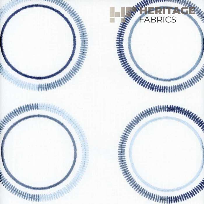 Halo Bluestone by Heritage Fabric - Base-52% Poly 48% Cotton Emb-100% Poly India 12,000 Horizontal: 10.75" and Vertical: 9.25" 54" - Fabric Carolina -