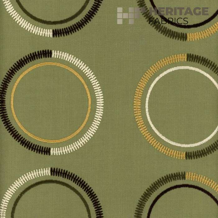 Halo Grass by Heritage Fabric - Base-52% Poly 48% Cotton Emb-100% Poly India 12,000 Horizontal: 10.75" and Vertical: 9.25" 54" - Fabric Carolina -