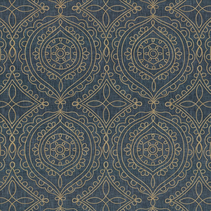 Halyard Indigo by Kasmir Designer Fabric 5156 100% Polyester INDIA 12,000 Wyzenbeek Double Rubs Horizontal: 13 inches and Vertical: 15 5/8 inches 54 - Swanky Fabrics -