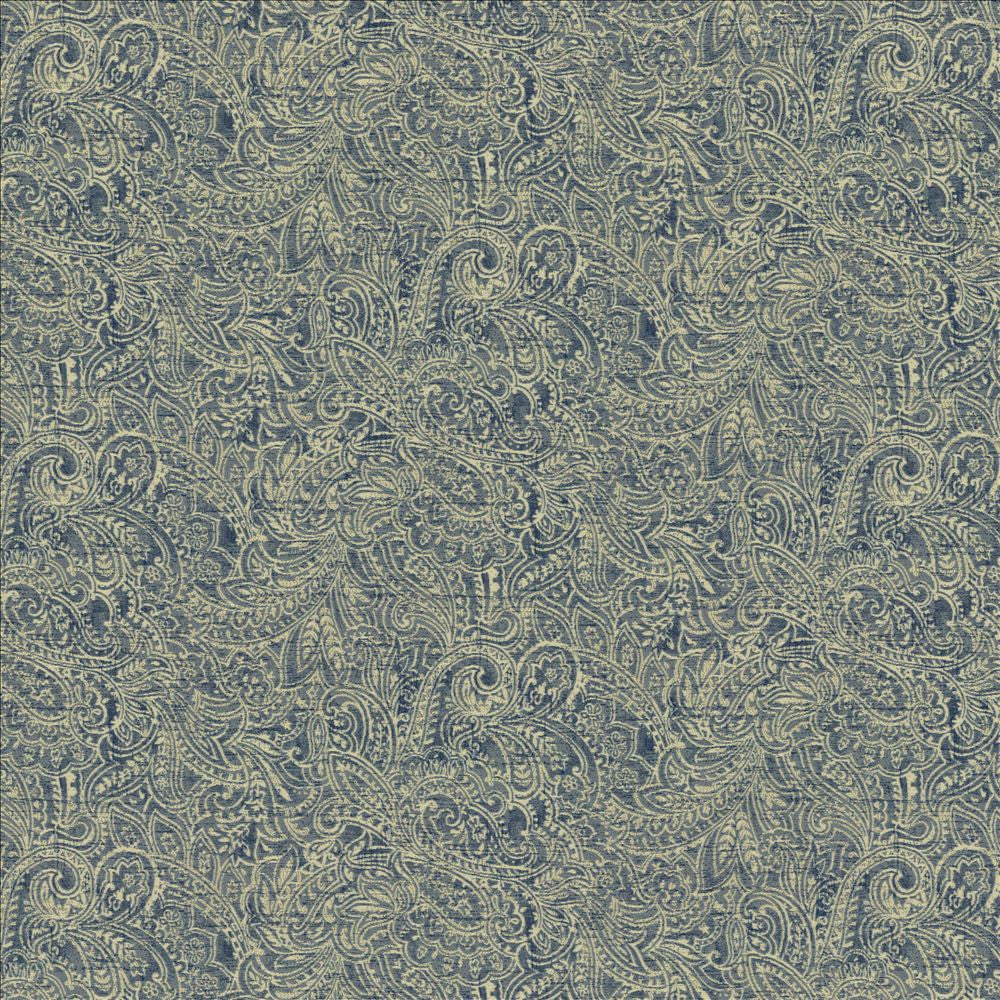 Headdress Denim by Kasmir Designer Fabric See sample 100% Polyester
 CHINA 51,000 Wyzenbeek Double Rubs </p><p>Repeat: Horizontal: 29 inches and Vertical: 14 4/8 inches 54 - Swanky Fabrics -