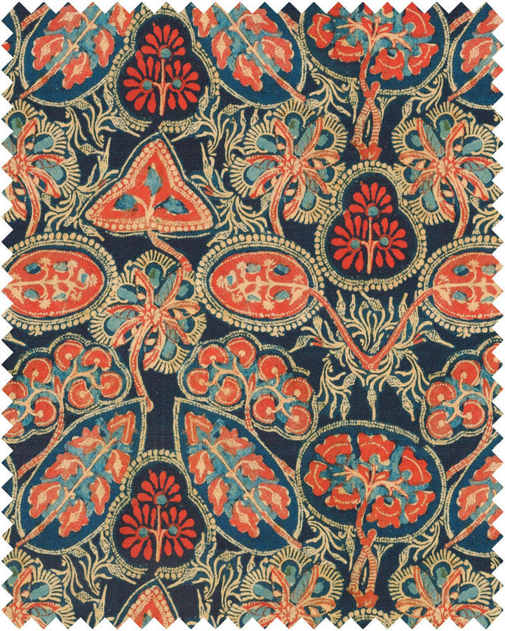 Mind The Gap Fabric HEIRLOOM Linen (FB00038) | FB00038 | TRANSYLVANIAN ROOTS | Blue, Orange, Red, Taupe | Fabric Carolina | https://www.fabriccarolina.com/