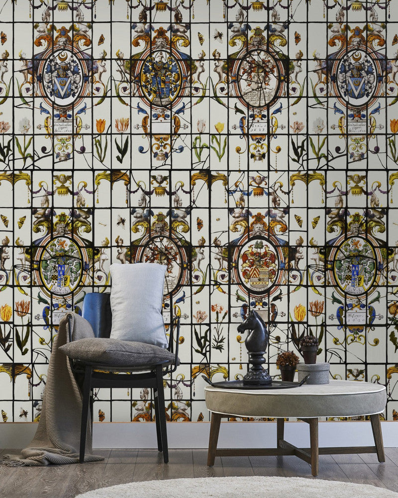 Mind The Gap Wallpaper HERALDISCHE Wallpaper (WP20189) | WP20189 | PREMIUM DESIGNER WALLPAPER COLLECTION | 3 rolls x 20.5 x 118.1 in | 0.52m / 20.5in | 3m / 118in | 4.65mp | 300cm / 118in | Black, Red, Taupe, Yellow | Non-woven | Paste the wall | 3-rolls in a box | Fabric Carolina | https://www.fabriccarolina.com/